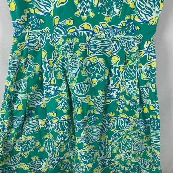 Lilly Pulitzer Vintage Green Turtle Print Dress Women's Size 8 - Picture 7 of 16